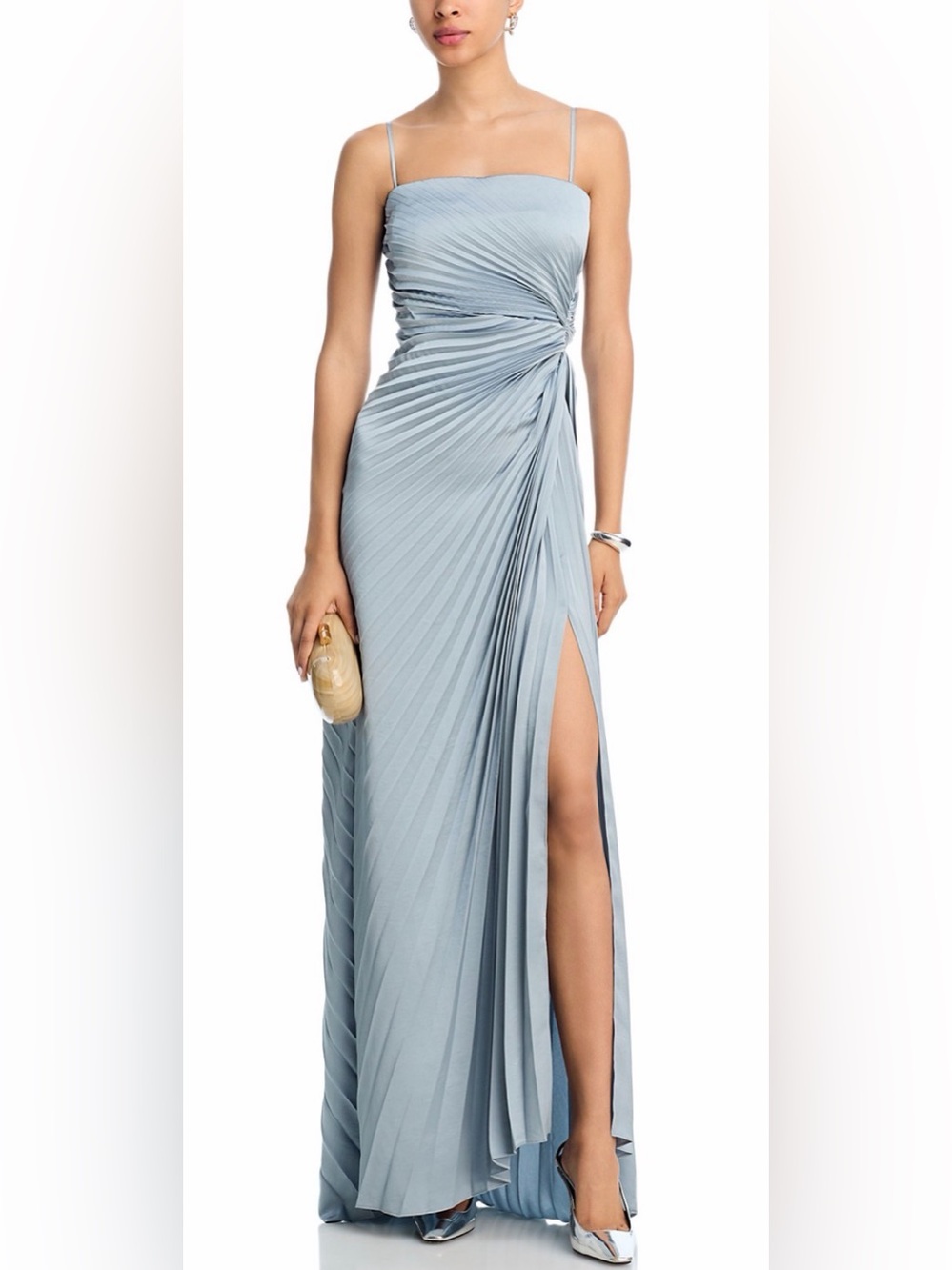 A.L.C. Layla Pleated Gown in Steel Blue
